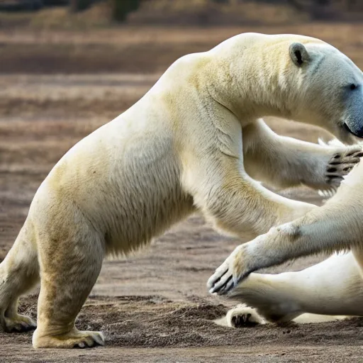 Image similar to A Polar Bear fighting an Male Lion