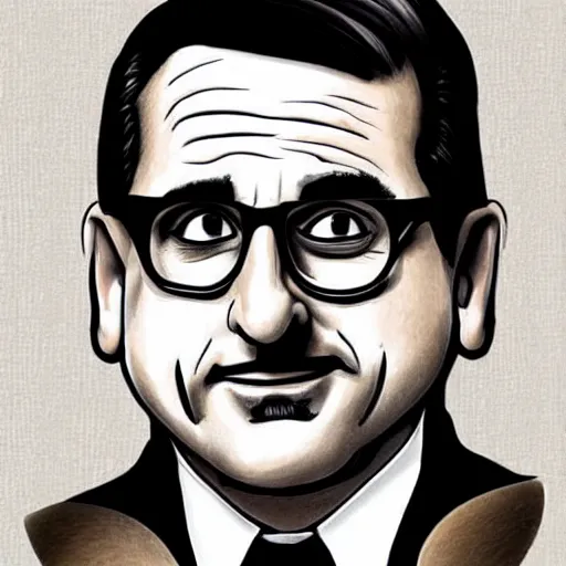 Prompt: steve carell drawing in the style of al hirschfeld