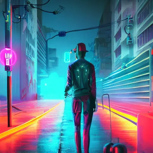 Image similar to improbable neon, electric, character art made out of rain, trending on artstation, epic composition, emotional, beautiful, rendered in octane, unreal engine, depth of field, ray tracing, highly detailed, realistic