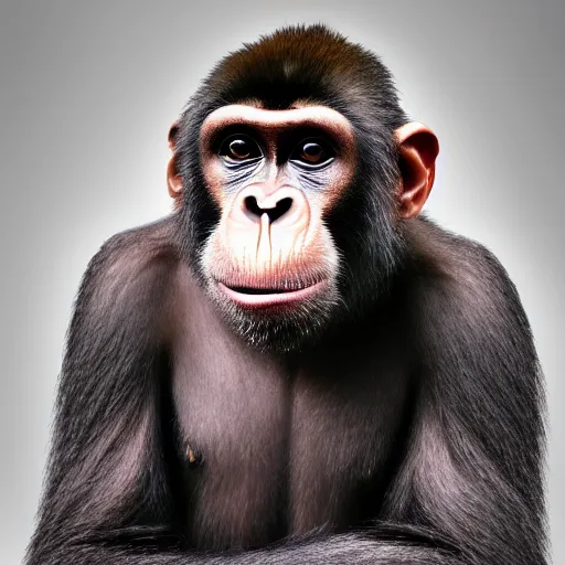 Image similar to contemporary art portrait of an ape monkey, futuristic style, 8 k hdr high resolution, award winning