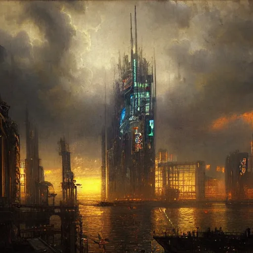 detailed painting of a cyberpunk skyscraper in 1 9 4 | Stable Diffusion ...