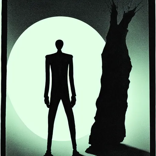 Image similar to portrait of spooky silhouette tall man with no face from the closet, moonlight, bedroom, horror, mystery, spooky, paranormal monster, photorealism inspired by wayne barlowe