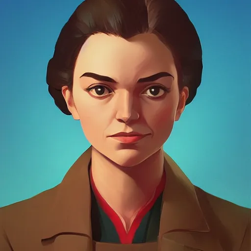 Prompt: face icon stylized minimalist young communist revolutionary leader nadezhda konstantinovna krupskaya, loftis, cory behance hd by jesper ejsing, by rhads, makoto shinkai and lois van baarle, ilya kuvshinov, rossdraws global illumination