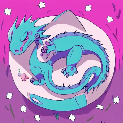 Image similar to cute baby dragon curled sleeping comfortably, very very cute, very very beautiful digital artwork, award winning