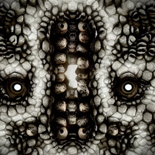 Prompt: a honeycomb with human eyes everywhere, creepy horror