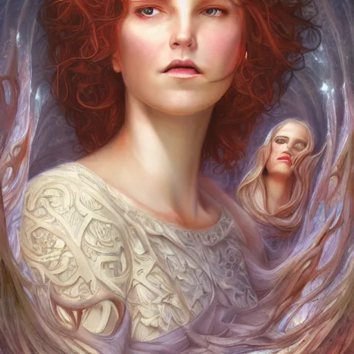 Image similar to realistic detailed face portrait of heaven by emilia dziubak, will terry, greg olsen, chris mars, ann long, and mark brooks, fairytale, female, feminine, art nouveau, illustration, character concept design, storybook layout, story board format