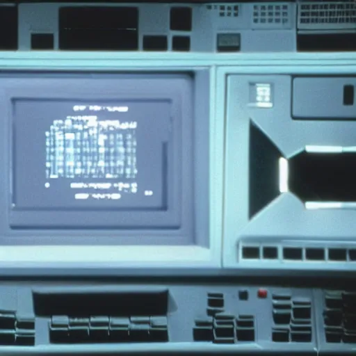 Prompt: computer display from the movie alien 1 9 7 9, close - up of computer screen only