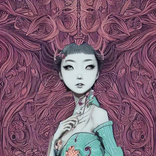 Prompt: the face of an incredibly beautiful, graceful, elegant, and sophisticated young japanese woman dressed as a bulb of garlic, an ultrafine detailed illustration by james jean, intricate linework, bright colors, final fantasy, behance contest winner, vanitas, angular, altermodern, unreal engine 5 highly rendered, global illumination, radiant light, detailed and intricate environment