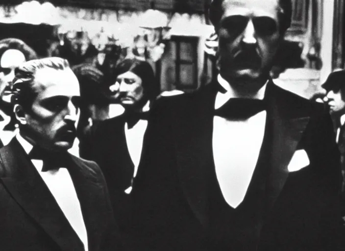 Image similar to a daguerrotype film still of the godfather 1 9 7 2