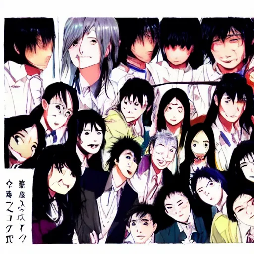 Prompt: A single face starting at the camera, by Junji itou KAZUO UMEZZ KEI TOUME TOMOKI IZUMI KENTARO MIURA Q HAYASHIDA SUI ISHIDA KAORI YUKI MATSURI AKINO