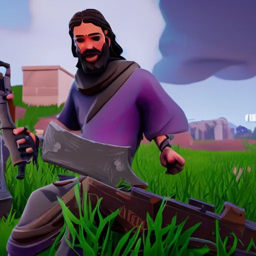 Image similar to Jesus Christ from the Bible wins a Victory Royale in Fortnite