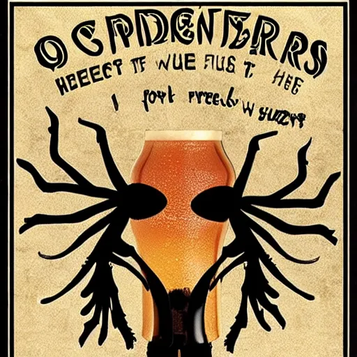 Prompt: so where were the spiders while the fly tried to break our bones with just the beer light to guide us so we bitched about his fans and should we crush his sweet hands, inspired by art nouveau rock posters