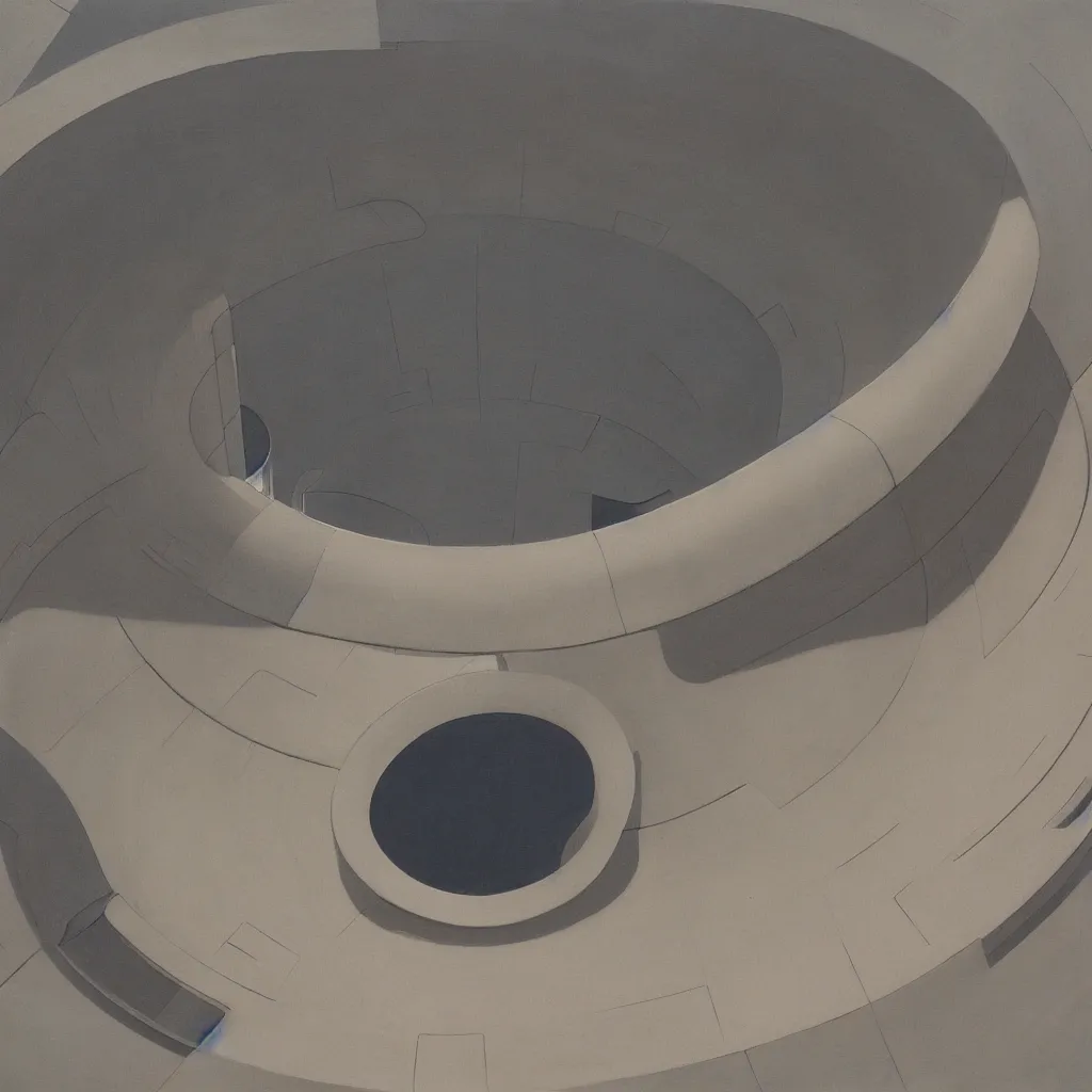 Prompt: a circular structure painting by Ralph McQuarrie