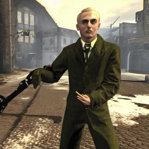 Image similar to Draco Malfoy! in the call of duty zombies map Tranzit, screenshot!!, BO2 Tranzit!!!,