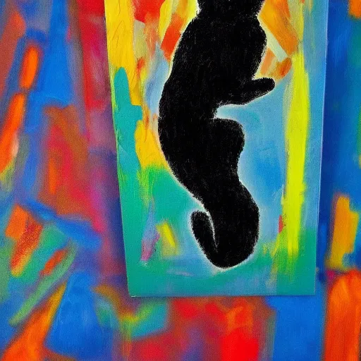 Prompt: abstract expressionism painting of a black cat