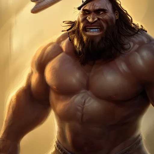 Image similar to clear portrait hulking herculean ogre jesus christ, background hyper detailed, character concept, full body, dynamic pose, glowing lights intricate, elegant, highly detailed, digital painting, artstation, concept art, sharp focus, illustration, van baarle lois and sanderson ruth