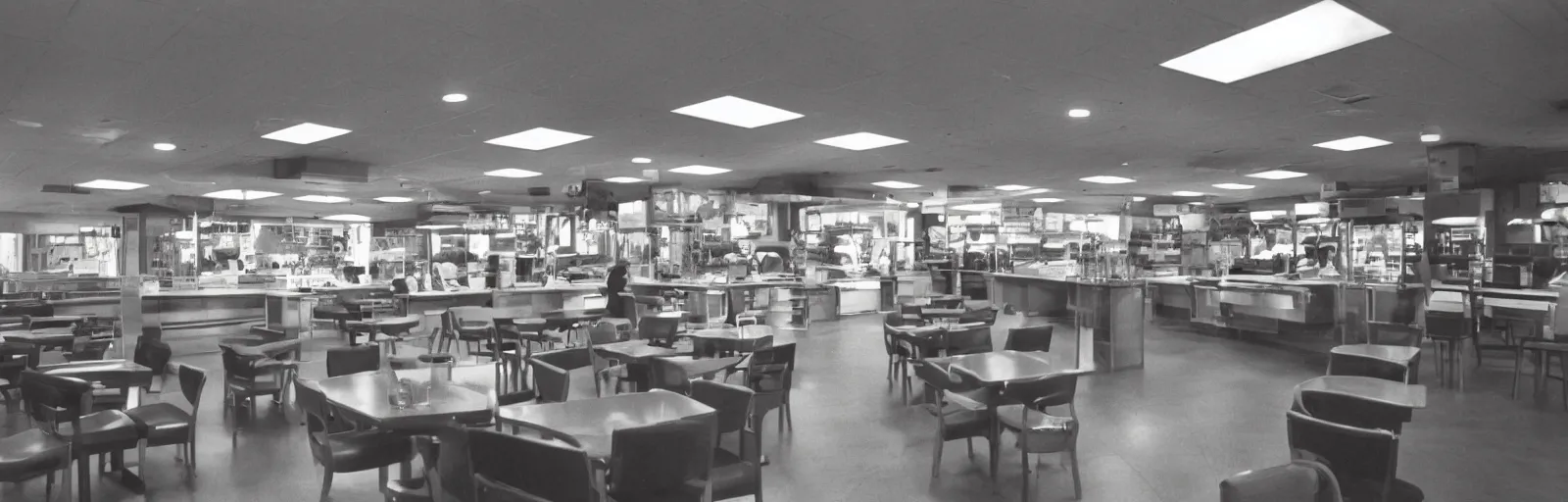 Prompt: Photograph of a 1990s MCDonald's,interior