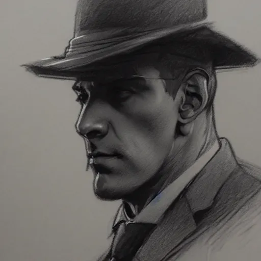 Image similar to charcoal drawing portrait of a man in suit by darek zabrocki and greg ruthkowski, alphonse mucha, simon stalenhag and cinematic and atmospheric, concept art, artstation, trending on artstation