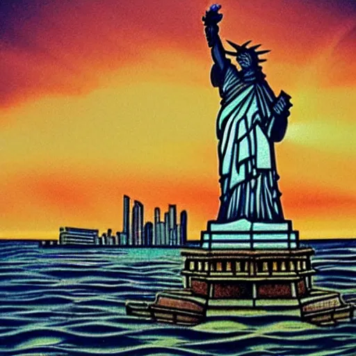 Image similar to the statue of liberty designed by Escher