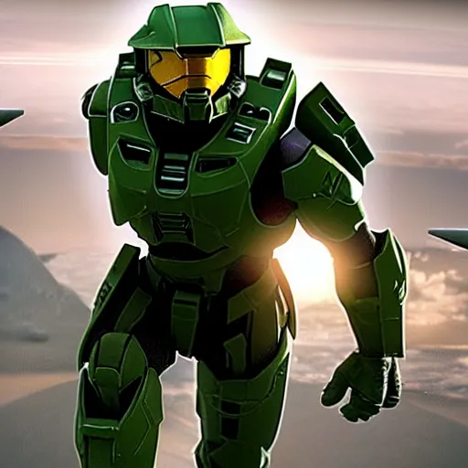 Image similar to film still of master chief from halo