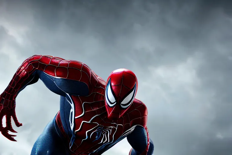 Image similar to venom fused with spider - man, ultra realistic 4 k unreal engine very cinematic render with ray tracing bloom ambient occlusion strong reflections