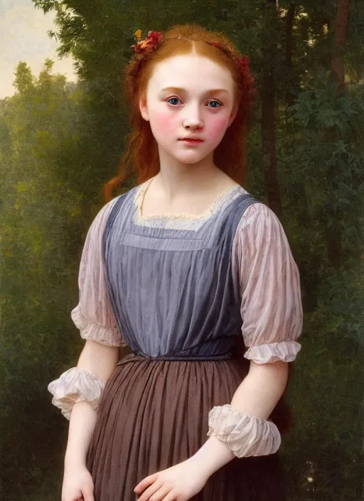 Prompt: Sadie Elizabeth Sink In the style of william adolphe bouguereau