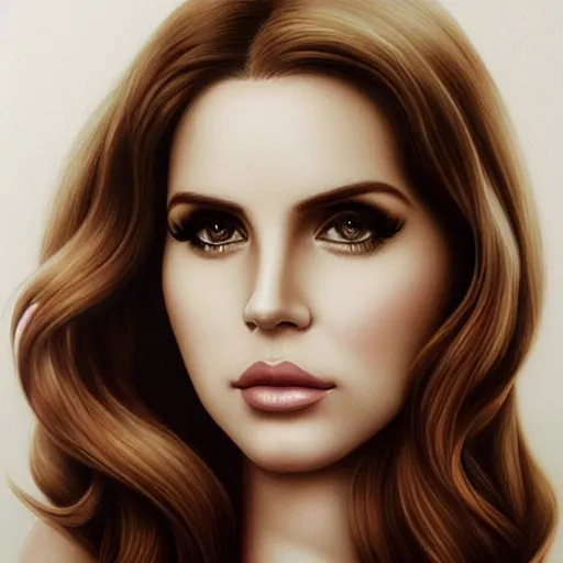 Image similar to beautiful realistic portrait of Lana del Rey by artgerm