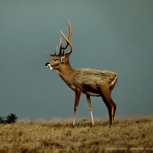 Prompt: a rocket launcher deer animal beast, huge, powerful, scary, anger, rage, canon eos c 3 0 0, ƒ 1. 8, 3 5 mm