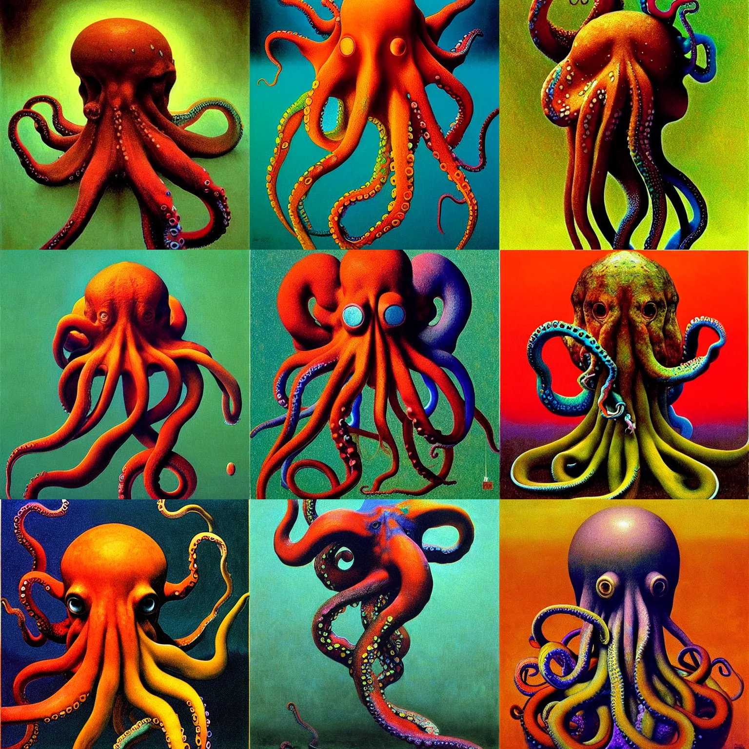 Prompt: portrait of a colorful octopus by beksinski!!, michaelangelo!, mc escher tessellation, artstation