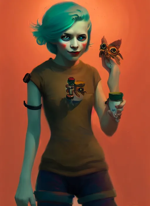 Image similar to a portrait of a pretty sewer punk young lady by daniela uhlig