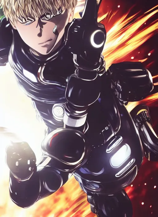 Image similar to A full portrait photo of real-life genos from one punch man, f/22, 35mm, 2700K, lighting, perfect faces, award winning photography.