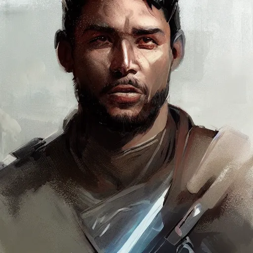 Image similar to portrait of a man by greg rutkowski, arlen fett, samoan features, short black hair, strong and tall, star wars expanded universe, he is about 3 0 years old, wearing tactical gear, digital painting, artstation, concept art, smooth, sharp foccus ilustration, artstation hq