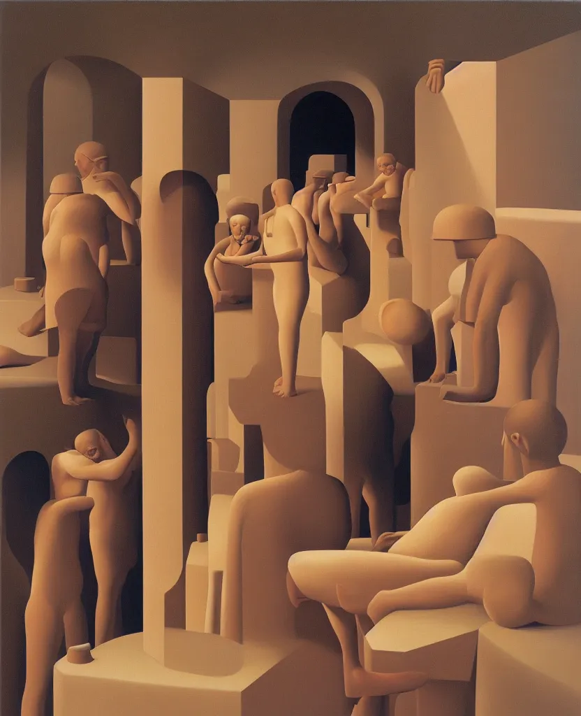 Image similar to oil painting by george tooker