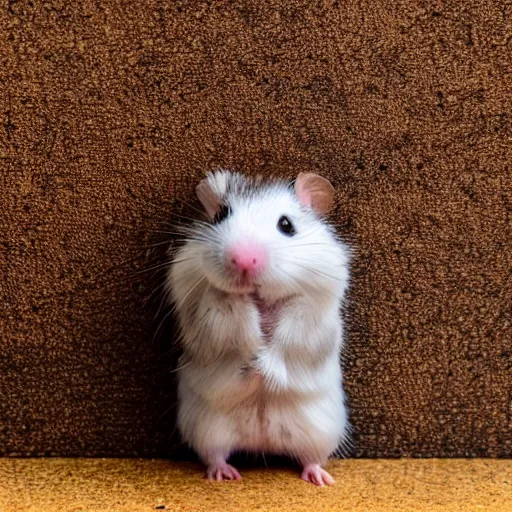 Image similar to photo of a metro, a tiny hamster is sitting on a seat, various poses, unedited, soft light, sharp focus, 8 k