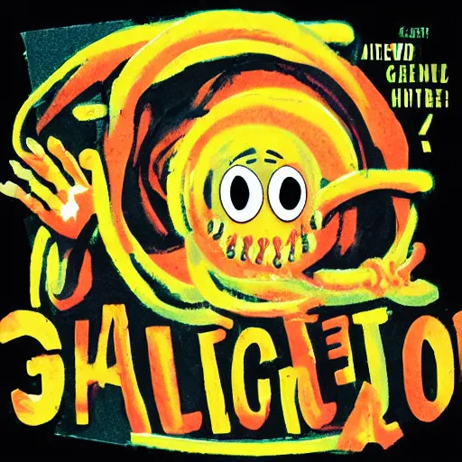 Image similar to the sphagetti monster in the style of 1 9 6 0 s, atheism god