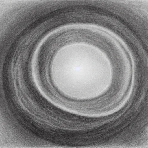 Prompt: a realistic charcoal drawing of a black circular void floating over the ocean in the style of Marco Tirelli, surreal