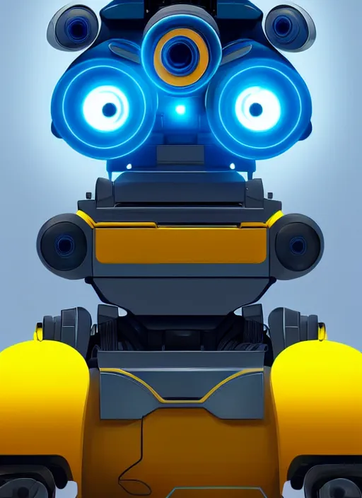 Prompt: symmetry!! portrait of wall - e, sci - fi, tech wear, blue and yellow glowing lights!! intricate, elegant, highly detailed, digital painting, artstation, concept art, smooth, sharp focus, illustration