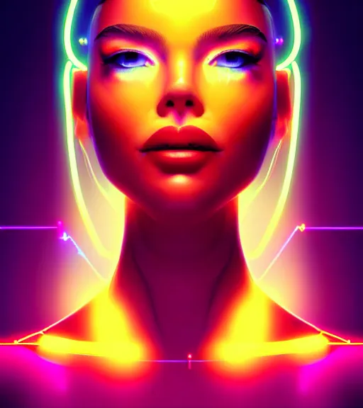 Image similar to symmetry!! latin princess of technology, solid cube of light, hard edges, product render retro - futuristic poster scifi, lasers and neon circuits, beautiful woman latin princess, intricate, elegant, highly detailed, digital painting, artstation, concept art, smooth, sharp focus, illustration, dreamlike, art by artgerm