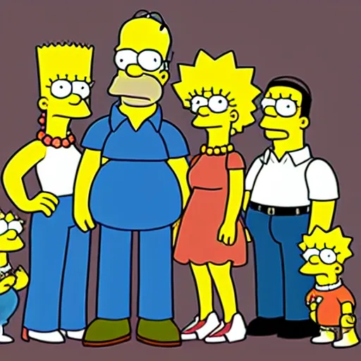 Image similar to the simpsons in the style of king of the hill