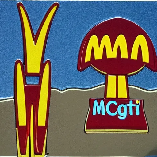 Prompt: northwest coast art depiction of mcdonalds