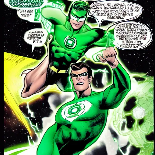 Prompt: green lantern invading a dream with Fred