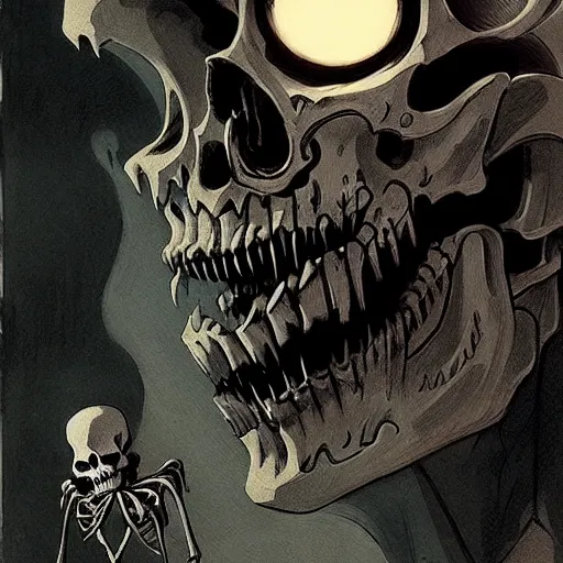 Image similar to scary skeleton, evil, cinematic, powerful, super detailed and intricate, by koson ohara, by darwyn cooke, by greg rutkowski, by satoshi kon