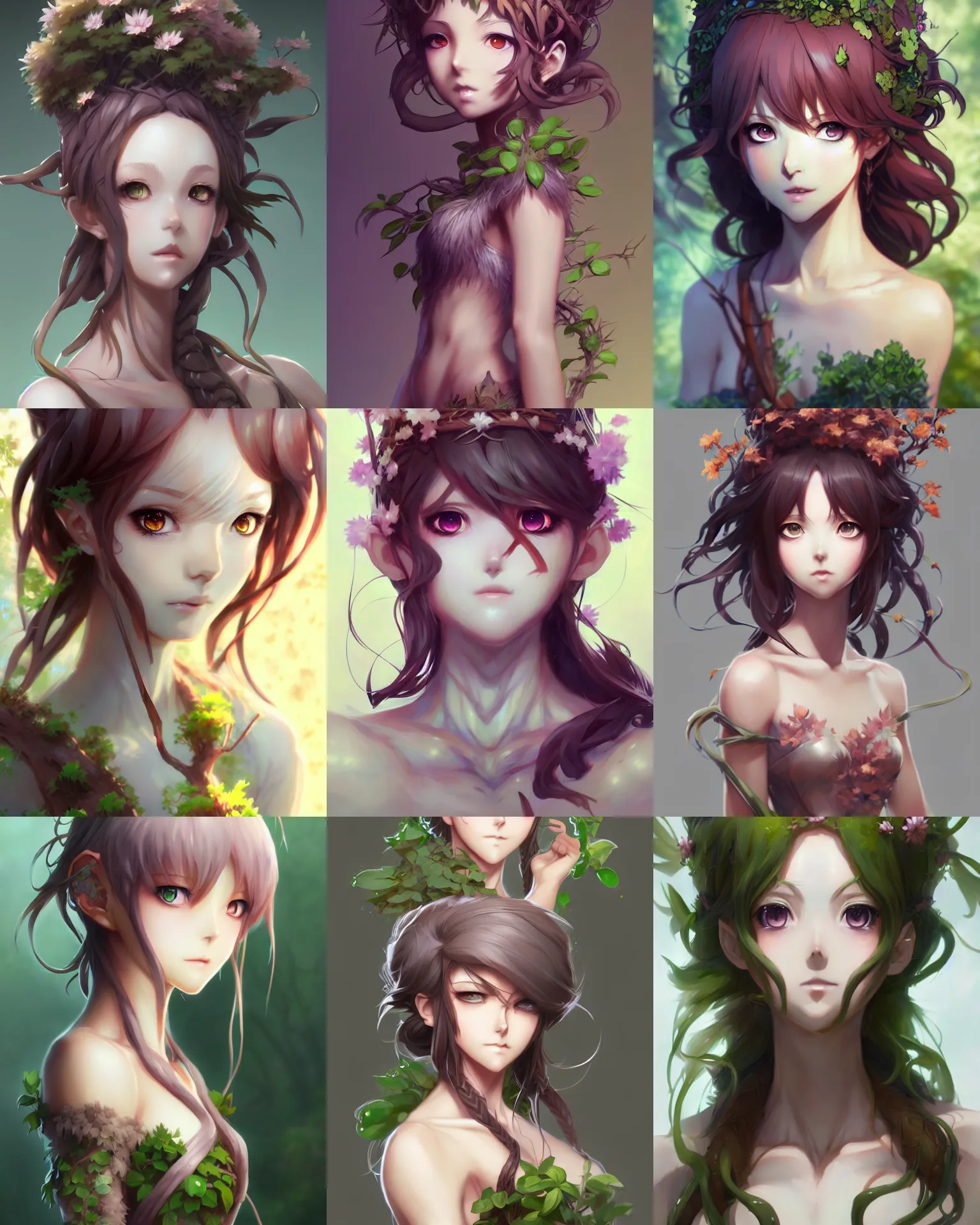 Prompt: character concept art of an anime dryad | | cute - fine - face, pretty face, realistic shaded perfect face, fine details by stanley artgerm lau, wlop, rossdraws, james jean, andrei riabovitchev, marc simonetti, and sakimichan, trending on artstation