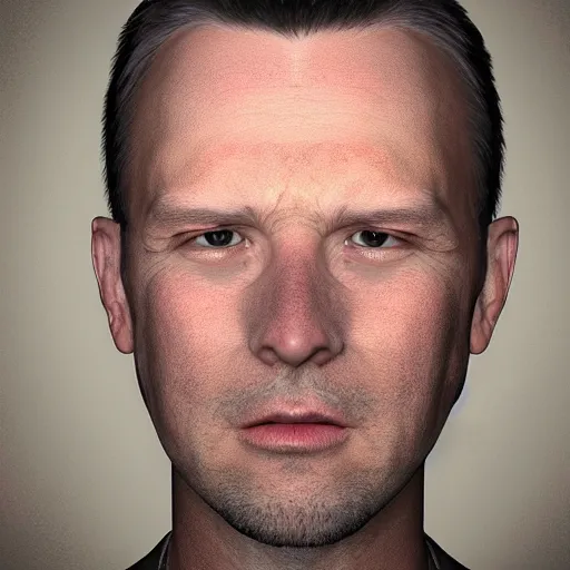 Prompt: 3d hyper realistic portrait render of Ian Spriggs