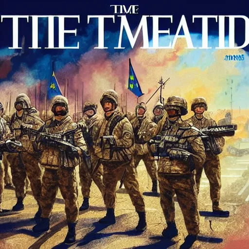 Image similar to army of the european union fighting on the streets of budapest 2 0 2 2, highly detailed illustration for time magazine cover art