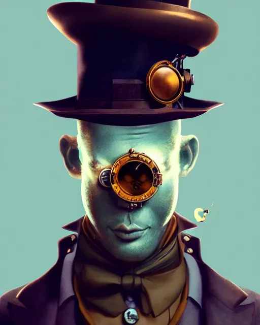 Image similar to steampunk male pepe portrait, handsome, steampunk hat, detective coat, steampunk monocle, complex 3 d render by ilya kuvshinov, peter mohrbacher, greg rutkowski, ryohei hase, dramatic lighting, intricate, highly detailed, sharp focus, luminous, unreal engine, blender, artstation, masterpiece, ray tracing