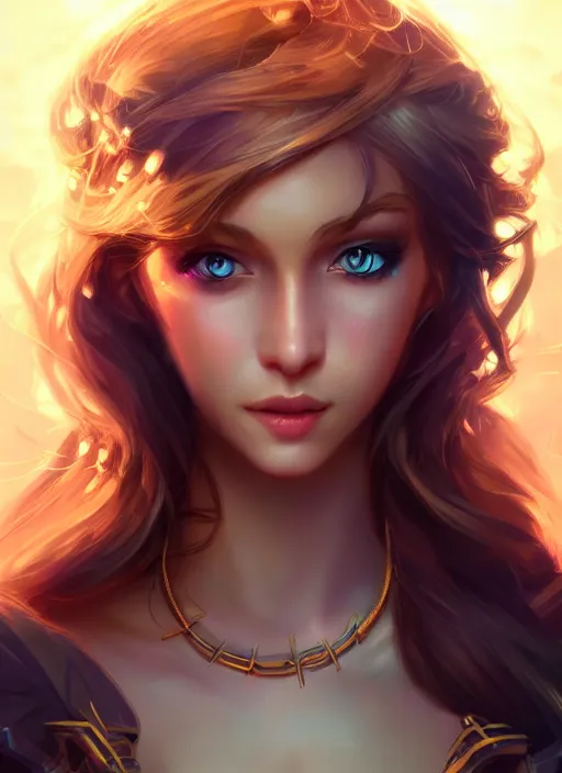 Prompt: a beautiful fantasy girl, brown hair, bright blue eyes, lots of jewelry, full body, epic lighting, vibrant colors and hard shadows and strong rim light, very coherent, digital art, trending on artstation, finely detailed features, ross tran, sam yang
