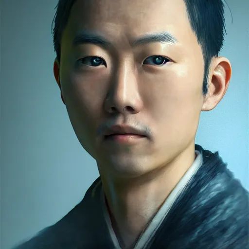 Image similar to portrait painting of a 3 0 year old handsome chinese taoist priest, like liangchao wei, amiable by wenjun lin, irakli nadar, bright colors, octopath traveler, wenjun lin, unreal engine 5 highly rendered, global illumination, radiant light, detailed and intricate environment