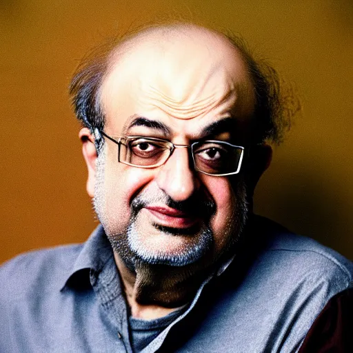 Prompt: kodachrome photographic portrait of author, salman rushdie from the year 3 0 0 0, portrait by annie liebowitz