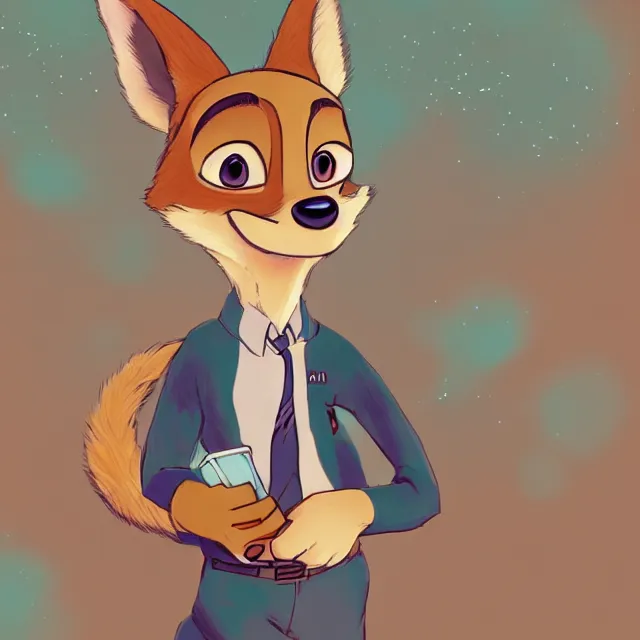 Image similar to portrait of a cute anthropomorph furry fursona in the style of zootopia